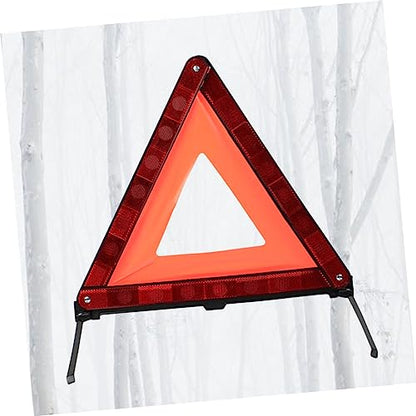 SOLUSTRE 1Pc Reflective Triangle Warning Sign Emergency Roadside Safety Kit for Vehicles Compact Design for Easy Storage Construction for Red Road Sign