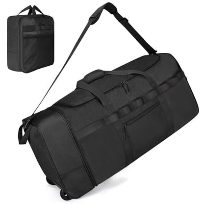 Rolling Duffle Bag with Wheels, 85L Expandable Rolling Duffel Bag for Travelling, Extra Large Foldable Carry on Travel Duffle Bag for Men - color: Black