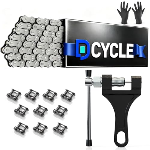 428H Motorcycle Chain 122 Links with Chain Breaker Heavy Duty Chain for 125 150 200cc Mini Bike Dirt Bike Go Kart Compatible with SSR TaoTao Coolster Apollo Baja Kazuma Chinese ATV