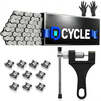 428H Motorcycle Chain 122 Links with Chain Breaker Heavy Duty Chain for 125 150 200cc Mini Bike Dirt Bike Go Kart Compatible with SSR TaoTao Coolster Apollo Baja Kazuma Chinese ATV