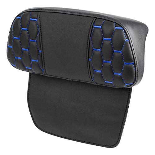SLMOTO Razor Chopped Tour-Trunk Passenger Backrest Pad Sissy Bar Fits for Harley Davidson Touring CVO Street Glide Road Glide Electra Glide 2014-2023, Black Stitching - color: Blue Passenger Backrest