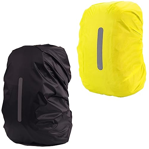2 Pack Waterproof Rain Cover for Backpack,Backpack Rain Cover with Reflective Strip,Rucksack Rain Cover for Bicycling/Hiking/Anti-Dust/Anti-Theft/Camping/Traveling/Outdoor Activities - color: 1 Pcs Black + 1 Pcs Yellow, size: L (For 40L-55L backpack)
