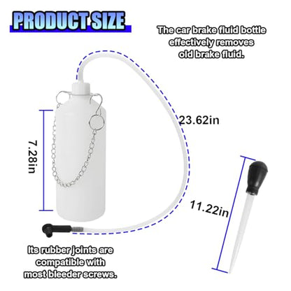 ZIMISI 1L Brake Bleeder Bottle, One Person Fluid Extractor & Master Cylinder Bleeder Kit with 24" Hose and Rubber Connector, Universal Auto Brake Fluid Bleeding Tool for Car/ATV/Motorcycle