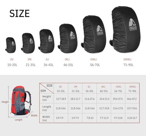 Unigear Backpack Rain Cover Waterproof Rating 5000mm, Ultraportable and Durable with 2 Anti-Slip Buckle Strap, Integrated Carry Pouch Design - color: Black, size: Small
