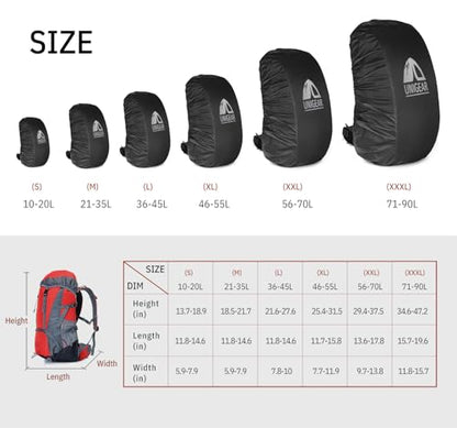 Unigear Backpack Rain Cover Waterproof Rating 5000mm Ultraportable and Durable with 2 Anti-Slip Buckle Strap, Integrated Carry Pouch Design (Black, Meidum) - color: Black, size: Medium