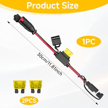 SAE Extension Cord, 14AWG Battery Charger Adapter Cable Compatible with NOCO Genius Smart Battery Chargers, SAE Adapter for Motorcycle, ATV, UTV, Car Garage Battery Maintenance Use(1FT)
