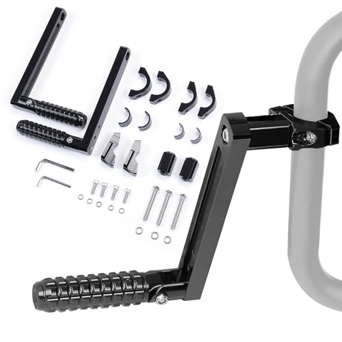 KEMIMOTO Motorcycle Highway Foot Pegs – Adjustable Universal Crash Bar Pegs for 7/8”–1.25” Round Frame Bars, Folding & Rotating Design, Compatible with Rebel 300 500, V-Strom, KLX650