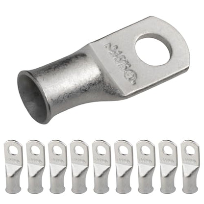 SELTERM 10pcs 1 AWG-5/16" Stud Tinned Copper Wire Lugs, Heavy Duty Cable Ends, 1 Gauge Ring Terminals, UL Battery Lugs Marine Grade Copper Eyelets Electrical Terminal Connectors - color: Tinned Copper Lugs, size: 1 Awg - 5/16" (M8) Ring