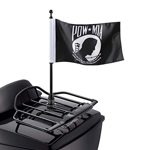 Motorcycle Flagpole Mount with POW-MIA "You Are Not Forgotten" Flag – Fits 1/2" Round Luggage Rack for Honda Goldwing, for CB, for VTX, for CBR, for Yamaha ﻿ - color: Pow-mia Flag " You Are Not Forgotten"
