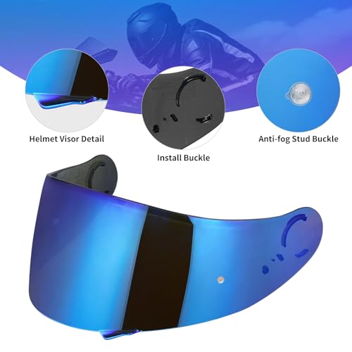 GT Air Visor Repalcement for GT Air 2, Outer Face Helmet Shield Compatible with CNS-1/Neotec/TC-5/TC-9 Accessories (Chrome Blue) - color: Chrome Blue