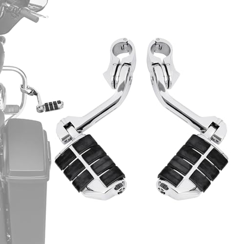 TCMT Highway Pegs Fit For Harley Softail Sportster Electra Road Glide Road King Street Glide with 1.25" Engine Guard 1 1/4 Highway Bar - color: Chrome, size: Style D Long Angled