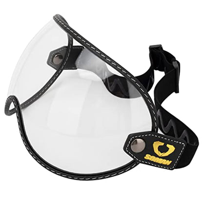 Retro Motorcycle Helmet Shield Bubble Visor, PC Goggles Lens Replacement Universal for 3/4 Open Face Full Helmet Bell Moto-3 (Clear) - color: Clear
