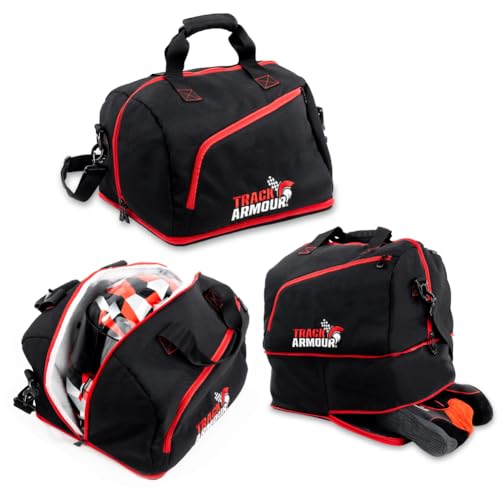 Motorcycle Helmet Bag & Racing Helmet Bag for Travel and Storage – Fleece Lined Helmet Carrier with Hidden Shoe Compartment, Waterproof 600D Oxford Motorcycle Gear Bag for Auto Racing, Track Day
