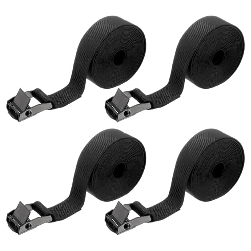 HARFINGTON 4pcs Straps Tie Downs 9.84 ft x 0.98" 551lb Safe Work Load Cargo Lashing Straps for Cargo Moving Trucks Luggage, Black - color: Black, size: 9.84ft x 0.98"