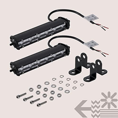 True Mods 2pc 7" Ultra-Slim Single Row Off Road LED Light Bar [1530lm] [18W] [IP68 Waterproof] [12V - 24V] Fog/Driving/Work Lights for Trucks ATV Cars - 60 Degrees Flood Light - color: Flood
