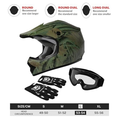 SLMOTO Youth Kids Motocross BMX MX ATV Dirt Bike Helmet Full Face Offroad Motorcycle Dirt Bike DOT Approved Helmet Large - color: Maple Leaf, size: Large