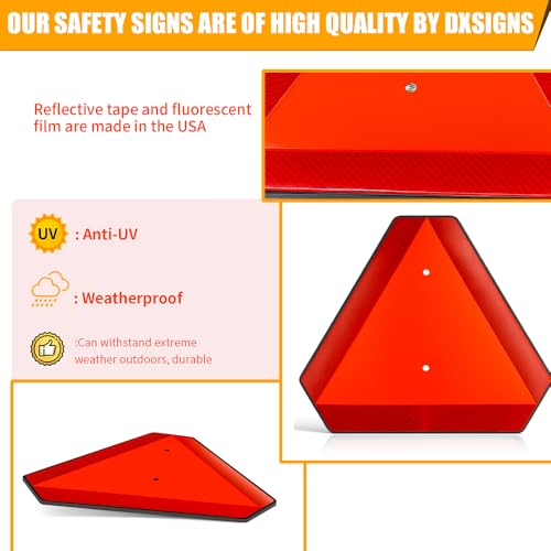 Slow Moving Vehicle Safety Sign,Slow Moving Vehicle Triangle Sign,Plastic 14"x16" Engineering Grade Reflective for Golf Cart (Plastic) - color: Plastic