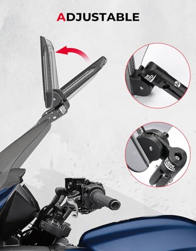 KEMIMOTO Motorcycle Windshield Extension, Upgraded Aluminum Metal Heightened Spoiler Clip, Universal Adjustable Wind Deflector Windscreen Visor Smoke Gray