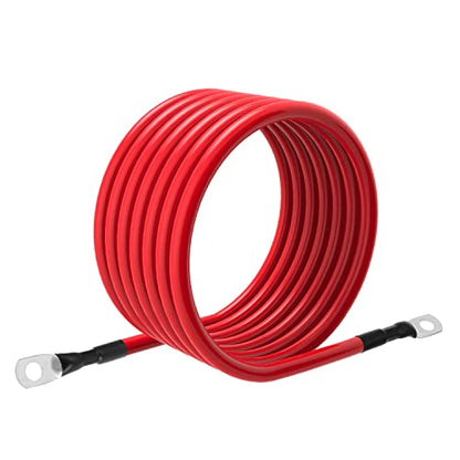6 AWG Battery Cables 6 Gauge Battery Power Inverter Cable with 5/16 Inch Tinned Copper Lugs Both Ends for Solar Marine Boat RV Car Motorcycle 2 pcs (7FT) - size: 7FT