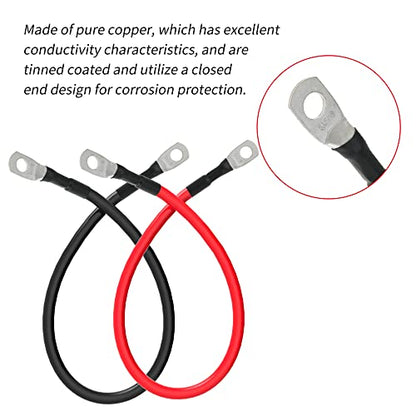 6 AWG Battery Cables 6 Gauge Battery Power Inverter Cable with 5/16 Inch Tinned Copper Lugs Both Ends for Solar Marine Boat RV Car Motorcycle 2 pcs (9 in) - size: 9 in