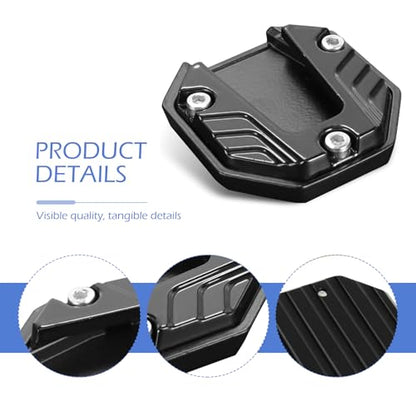 Motorcycle Kickstand Pad, Aluminum Alloy Side Stand Extension Plate, Anti-Sink Support Accessory, Universal Kickstand Foot Pad for Most Motorcycles (Black)