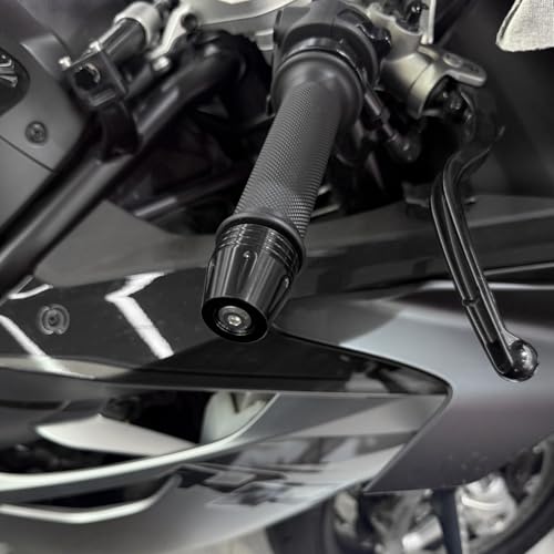 Motorcycle Bar Ends Plug, CNC Aluminum 16-22mm Handlebar Bar End Plugs Fit For Kawasaki Yamaha Honda Suzuki Aprilia Ducati And Motorcycles With Handlebar Inner Diameter Of 16-22mm (Black) - color: Black
