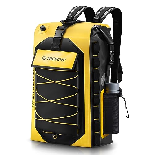 NICECNC Waterproof Motorcycle Backpack 40L, 500D PVC Universal Motorcycle Rear Seat Bag Dry Bag Multi-Functional Motorcycle Tail Bag Helmet Luggage Bag for Riding Camping Boating, Yellow - color: Yellow