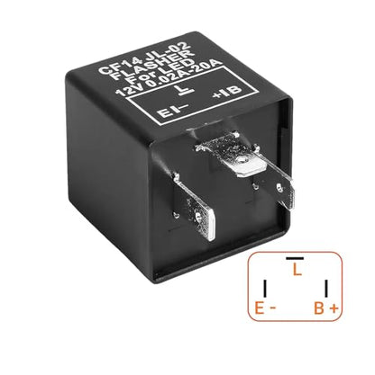 3-Pin CF-14 CF14 EP35 12V LED Electronic Flasher Relay Fixes Motorcycle Car Turn Signal Light Bulb and Hazard Warn Hyper Blink Flash or No Flashing - Premium CF14JL-02 Part by MQparts