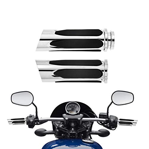1" Electronic Throttle Defiance Handlebar Grips 25mm Hand Grips Fit for Harley Touring Street Glide Road King Road Glide Electra Glide - color: #5 Chrome