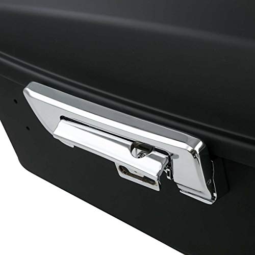 TCMT 13.7" King Motorcycle Trunk Box W/Latches Key Fit For Harley 2014-2025 Touring CVO Road King Road Glide Street Glide Electra Glide Pack - color: Matte Black Chrome Latches(W Speaker Holes)