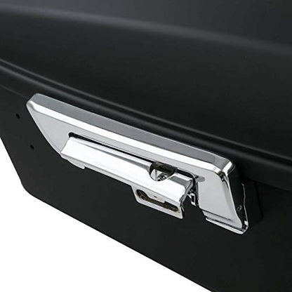 TCMT 13.7" King Motorcycle Trunk Box W/Latches Key Fit For Harley 2014-2025 Touring CVO Road King Road Glide Street Glide Electra Glide Pack - color: Matte Black Chrome Latches(W Speaker Holes)
