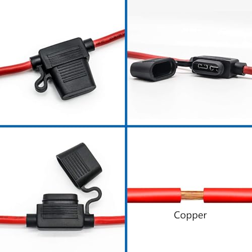 12 AWG Inline Fuse Holder - 12 Gauge Fuse Holder for 30A Blade Fuse (6 Pack) - size: 12 AWG