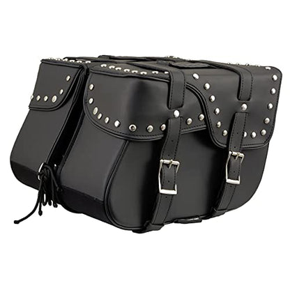 Milwaukee Leather Studded Throw-Over Motorcycle Saddlebags – Synthetic Leather – Universal Fit – Zip-Off - Large - color: SH645ZB-BLACK, size: Large