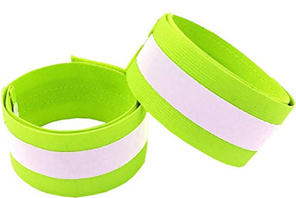 Reflective Bands for Night Walking Reflective Arm Bands for Runners Reflective Wristbands Reflective Ankle Bands Cycling Reflective Running Gear Bike Pant Leg Strap Bicycle Pants Clips - color: Green - 2 Bands