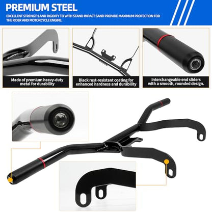 DREAMIZER Engine Guard Crash Bar Compatible with Harley Touring 2014-2023 Road King Street Glide Electra Glide - Glossy Black Flat-Out Bar Protector