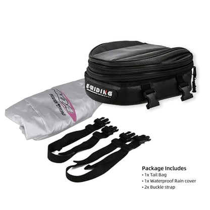E-riding Motorcycle Tail Bag, Motorbike Saddlebags, Waterproof Rear Seat Bike Backpack, Multifunctional Luggage Suitcase, PU Leather Sport Bags, 15 L (Black)