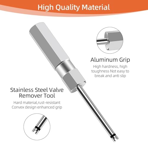 2 Pcs Valve Core Removal Tool Set, Professional Screwdriver Tire Valve Stem Core Remover Tool, 4.3 Inch Heavy Duty Tire Valves Stem Remover & Installer for Schrader Valves Removal