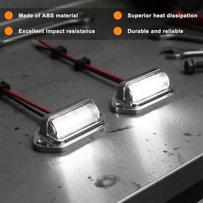 4 PCS LED License Plate Light, 12V-30V DC 6-SMD Super Bright Car License Plate Lamp, Waterproof Step Courtesy Dome Cargo Replacement Light for Car Truck SUV Van RV Trailer (Silver) - color: Silver, 4 PCS