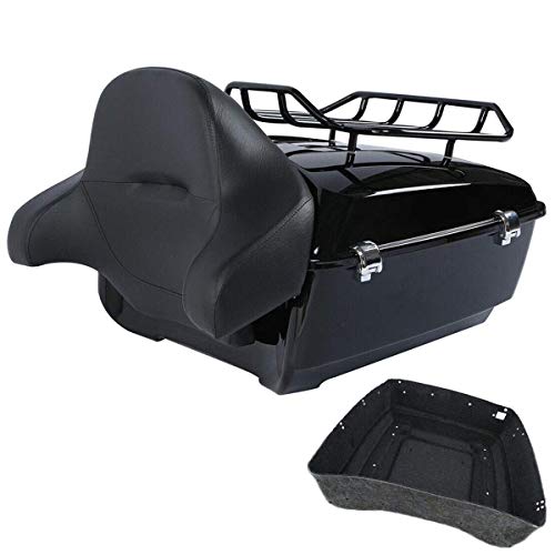 TCMT King Motorcycle Trunk Box Black Luggage Rack Backrest Fit For Harley 2014-2025 Touring CVO Road King Road Glide Street Glide Electra Glide Pack - color: Style C