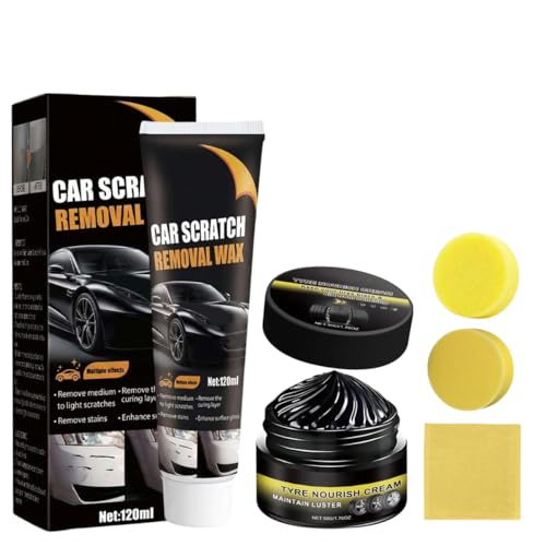 2026 New Upgrade Car Scratch Removal Wax, Scratch Remover for Vehicles with Wipe and Sponge, Car Polishing Wax Scratchs Remover, Cars Paint Scratchs Repair Kit for Deep Scratches (with Tire Polish) - color: with Tire Polish