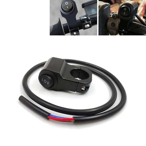 Motorcycle Handlebar Switch, Waterproof Aluminum Alloy Handlebar Light Switch, ON Off Switches for Driving Lights, Suitable 7/8" Handlebars for Motorcycles Dirt Bikes (Black)