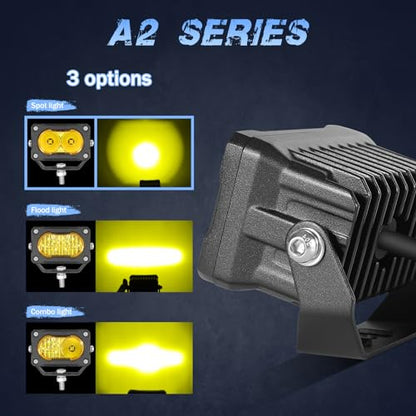 Yellow LED Pods, 2Pcs 40W 3 Inch Yellow Spot LED Light Pods Fog Lights Small Pod Lights Motorcycle Driving offroad Backup Bumper Light for Truck ATV UTV SUV Surron Pickup Boat - color: Yellow Spot Lights