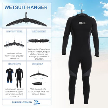 Wetsuit Hanger, Gimilife Surfing & Scuba Diving Accessory, Perfect to Dry Wetsuit Drysuit Life Jacket or BCD, Quick Dry Foldable & Vented Dryer for Wetsuite Dry Suit（1 PCS ） - color: Black