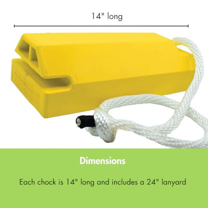 Checkers 14" Airplane Chocks, Aviation Wheel Chocks for Mid to Large-Sized Aircraft, One Tire Chock for Polished Hangar Floors with Locking Rope, Durable Lightweight Urethane, Yellow, AC4614-LR-RP - style: Rubber Pad