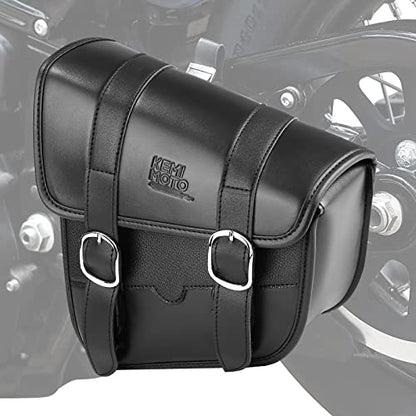 KEMIMOTO Motorcycle Swingarm Bag, Left Side Solo Bags Swing Arm Bags with Synthetic Leather for Softail Models Dyna Low Rider Fat Bob