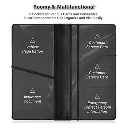 Art Cats Grey Black Pu Leather Car Registration & Insurance Card Holder Vehicle Glove Box Organizer for Driver Auto Owners Trailer Motorcycle Boat
