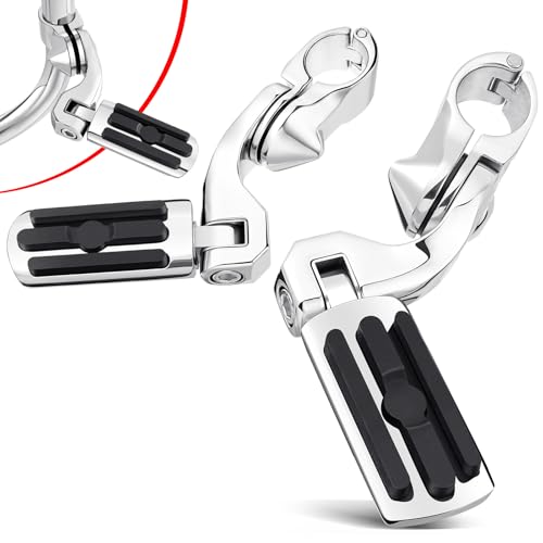 Benlari Motorcycle Adjustable Highway Footpegs Style 2 Chrome Short Angled Fit for Harley Touring Street Glide Softail Dyna Sportster fits 1"(25mm) 1-1/4"(32mm) Engine Guard - color: CHROME, size: SHORT