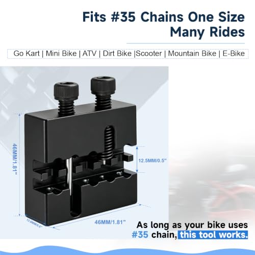 #35 Chain Breaker Tool Chain Breaker Motorcycle Replacement for #35 Roller Chain Mini Bike Go Kart Cart ATV Dirt Bike Scooter Quad Bicycle Mountain Electric Bike Parts Black - color: black