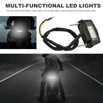 License Plate Lamp Assembly, 12V LED Bright Motorcycle Rear Tail Brake Light Turn Signals, 6K Waterproof Tail Light License Plate Lamp Universal for Most Motorbikes