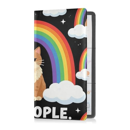 GuoChe Pu Leather Registration and Insurance Card Holder Men Women Document Wallet for any Car, Truck, Motorcycle, Trailer or Boat Rainbow Maine Coon Ew People Fantasy Creature Cat - color: 24